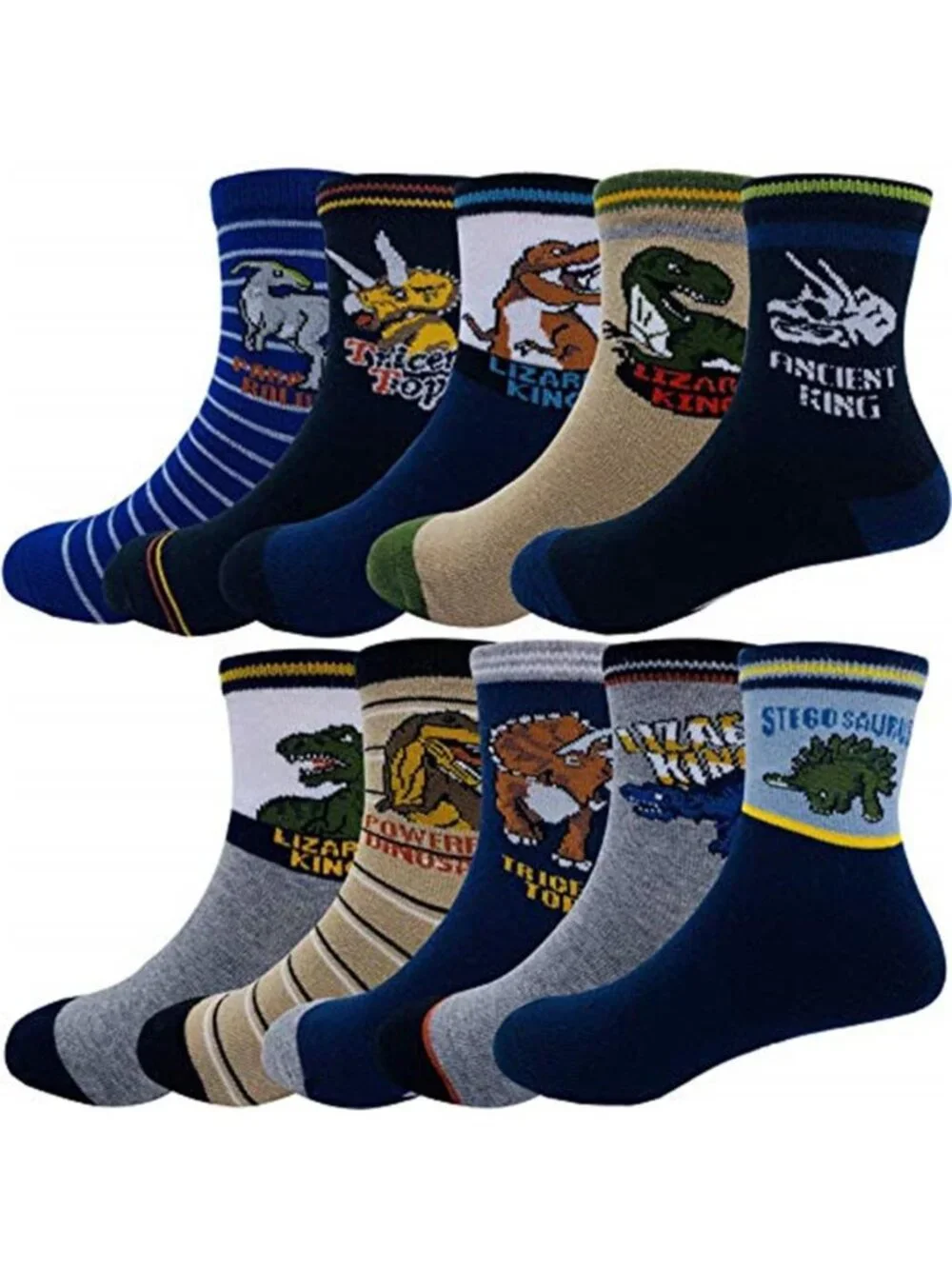 10 Pairs Kids Boys Cartoon Dinosaurs Pattern Sport Socks